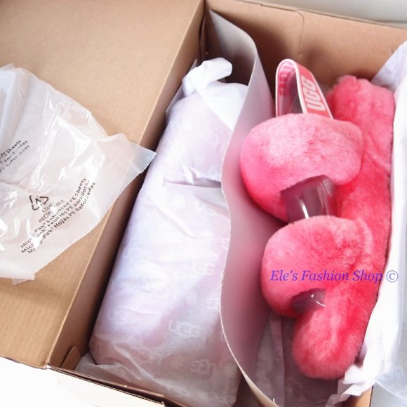 NIB UGG Australia Oh Yeah Sheepskin Slide Sorbet Pink US 8 AUTHENTIC - Picture 3 of 14